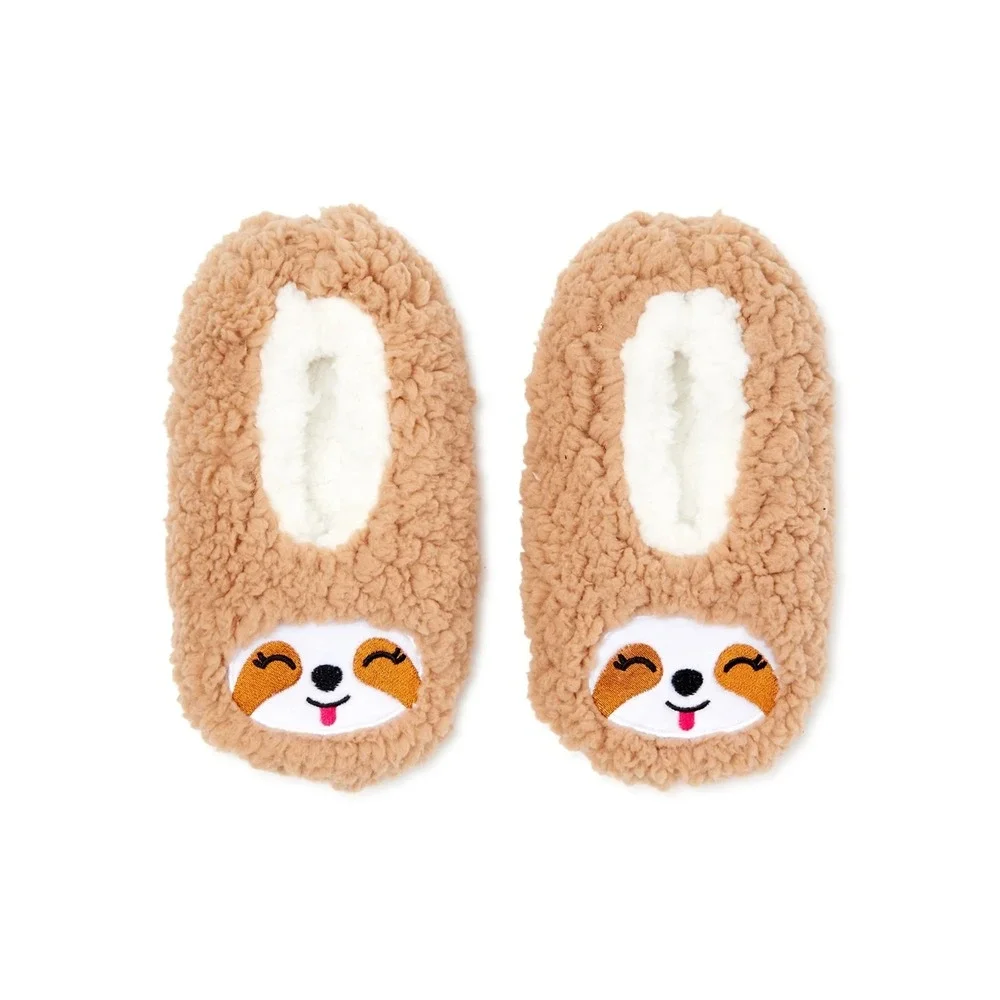 Wonder Nation Girls Sloth Slipper Socks, 1 Pack Size 13-14